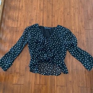 Abercrombie & Fitch Black Polka Dot Crop Top